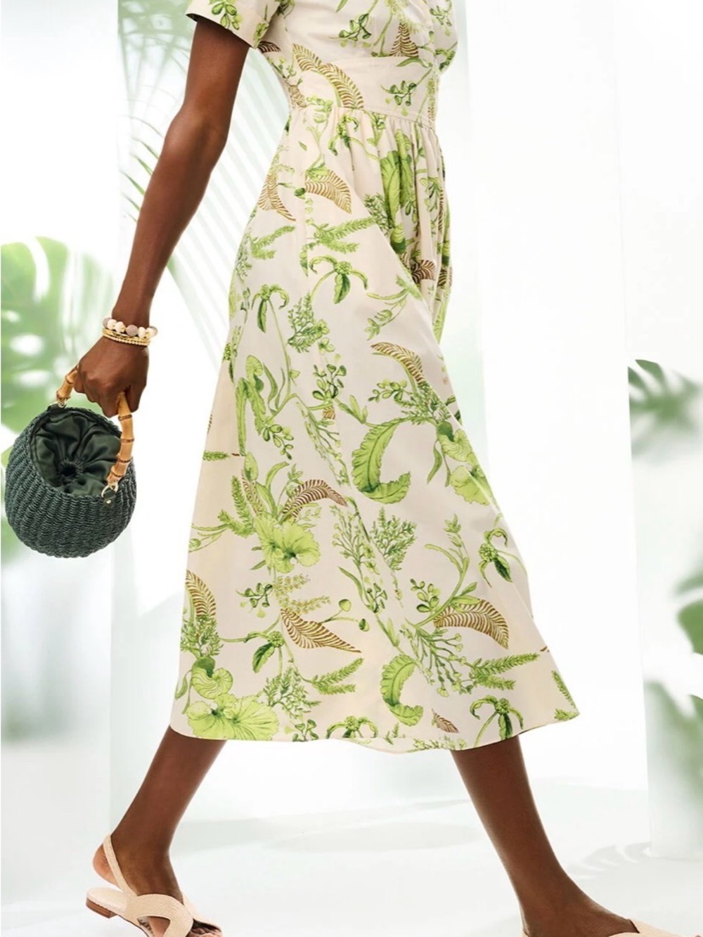 TALBOTS Modern Poplin Smocked Midi Dress size 4 Branching Floral EUC  P252036174 - Picture 16 of 16